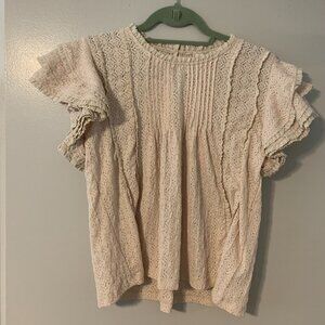 White Lacy Tiered Sleeve Blouse